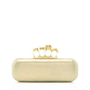 Alexander McQueen Metallic Suede Knuckle Box Clutch